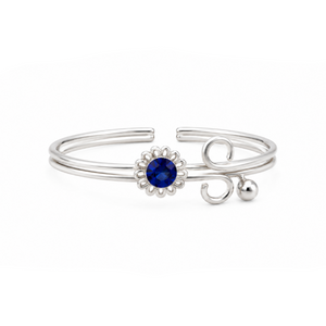 Floral Scroll Double-Band Toe Ring in 925 sterling silver – side view