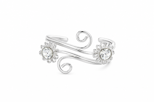 Luxury Double Blossom Swirl Toe Ring in 925 sterling silver – additional view