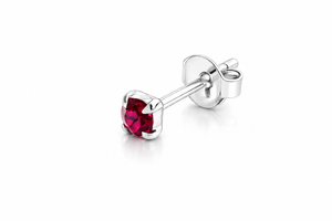Luna Solitaire Birthstone Stud Earrings in 925 sterling silver – angle view