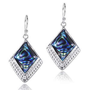 Black Onyx Textured Square Drop Earrings in 925 sterling silver – additional view