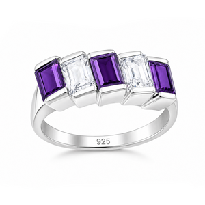 Amara Five-Stone Crystal Ring in 925 sterling silver – main view