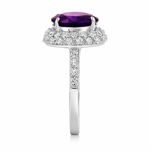 Amethyst Double Halo Ring in 925 sterling silver – back view