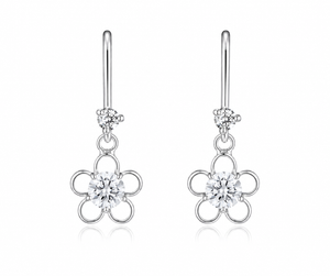 Blossom Spark Flower Drop Earrings in 925 sterling silver – additional view