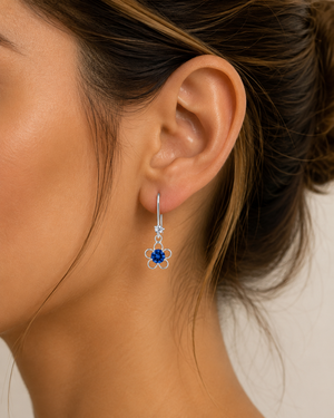 Blossom Spark Flower Drop Earrings in 925 sterling silver – angle view