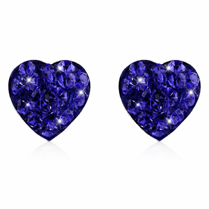 Celeste Crystal Heart Stud Earrings in 925 sterling silver – side view