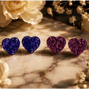 Celeste Crystal Heart Stud Earrings in 925 sterling silver – additional view