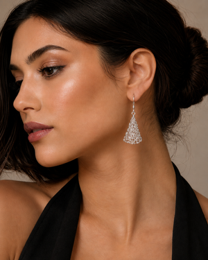 Celestia Filigree Triangle Earrings in 925 sterling silver – angle view