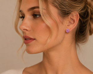 Celestia Pavé Sphere Stud Earrings in 925 sterling silver – additional view