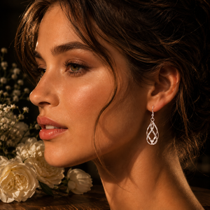 Celestia Twist Drop Earrings in 925 sterling silver – angle view