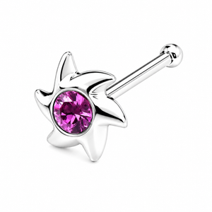 Celestial Bloom Nose Bone Stud in 925 sterling silver – side view