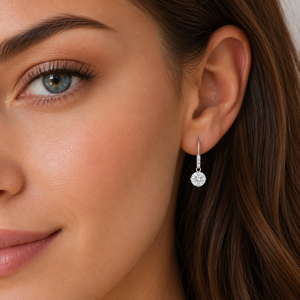 Celestial 10mm Crystal Drop Earrings in 925 sterling silver – angle view