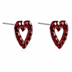 Celestial Heart Open Pavé Stud Earrings in 925 sterling silver – side view