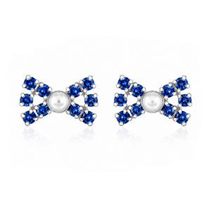 Celestial Pearl Bow Stud Earrings in 925 sterling silver – main view