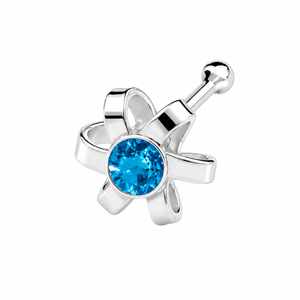Ribbon Flower Crystal Nose Bone Stud in 925 sterling silver – additional view