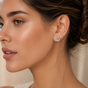 Celestial Spiral Knot Stud Earrings in 925 sterling silver – angle view