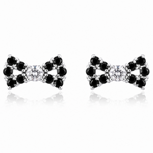 Crimson Bow Stud Earrings in 925 sterling silver – angle view