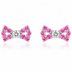Crimson Bow Stud Earrings in 925 sterling silver – main view