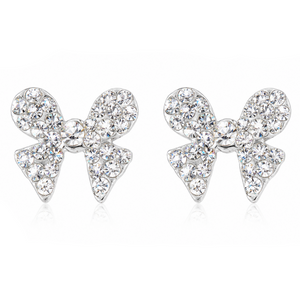 Crystal Bow Push Back Stud Earrings in 925 sterling silver – main view