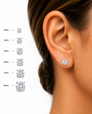 Round Crystal Stud Earrings in 925 sterling silver – additional view