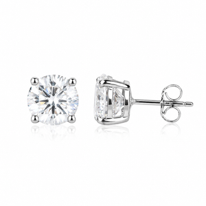 Round Crystal Stud Earrings in 925 sterling silver – main view