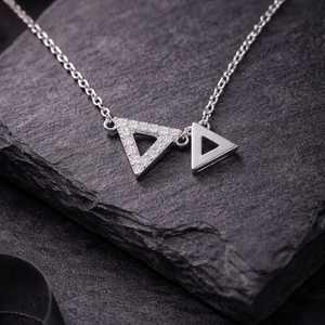 Double Triangle Necklace in 925 sterling silver – side view