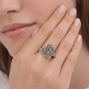 Etherea Marcasite Flower Vine Ring in 925 sterling silver – angle view