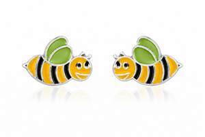 Honey Bee Enamel Stud Earrings in 925 sterling silver – main view