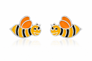 Honey Bee Enamel Stud Earrings in 925 sterling silver – additional view
