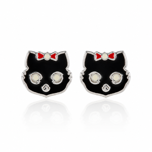 Whimsical Kitty Face Enamel Stud Earrings in 925 sterling silver – main view
