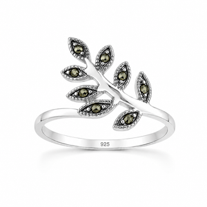 Leaf Vine Marcasite Ring in 925 sterling silver – main view