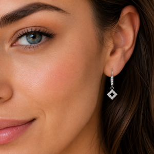 Luminous Open Diamond Drop Earrings in 925 sterling silver – angle view