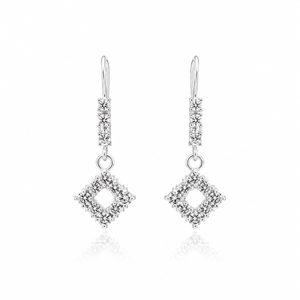 Luminous Open Diamond Drop Earrings in 925 sterling silver – main view