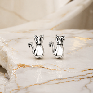 Luna Cat Stud Earrings in 925 sterling silver – additional view
