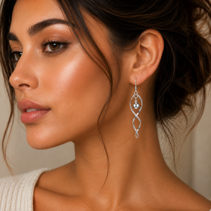 Luna Orbit Twist Drop Earrings in 925 sterling silver – angle view