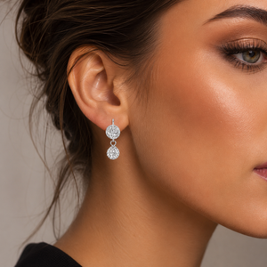 Luna Pavé Crystal Drop Earrings in 925 sterling silver – angle view
