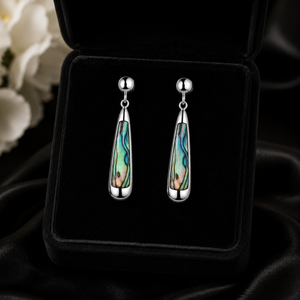 Abalone & Garnet Teardrop Earrings in 925 sterling silver – size guide