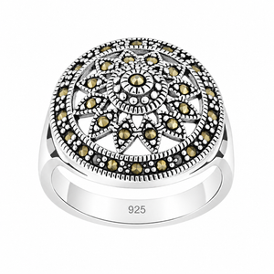 Marcasite Bohemian Cutout Ring in 925 sterling silver – main view