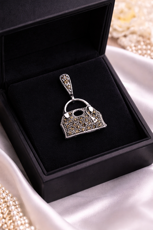 Marcasite Handbag Pendant in 925 sterling silver – additional view