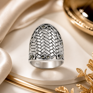 Marcasite Saddle Statement Ring in 925 sterling silver – side view