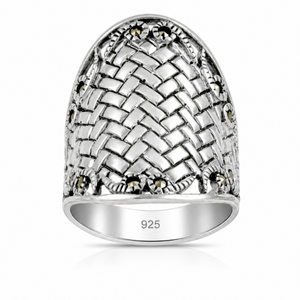 Marcasite Saddle Statement Ring in 925 sterling silver – main view