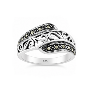 Marcasite Swirl Band Ring in 925 sterling silver – main view