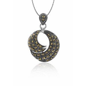 Marcasite Swirl Pendant in 925 sterling silver – side view