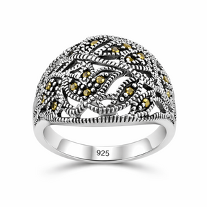 Marcasite Tulip Ring in 925 sterling silver – main view