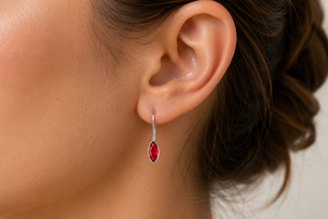 Marquise Solitaire Threader Earrings in 925 sterling silver – angle view