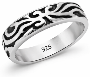 Tribal Flame Ring in 925 sterling silver – side view