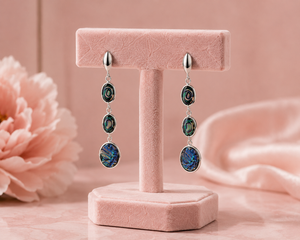 Midnight Oval Cascade Abalone Earrings in 925 sterling silver – side view
