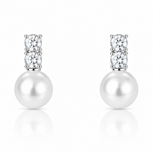 Midnight Pearl Crystal Drop Earrings in 925 sterling silver – side view