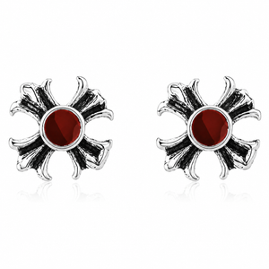 Iron Cross With Red Gem in 925 sterling silver – main view