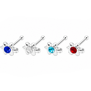 Turtle Crystal Nose Bone Stud in 925 sterling silver – main view