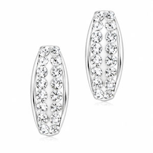 Pavé Oval Huggie Earrings in 925 sterling silver – main view